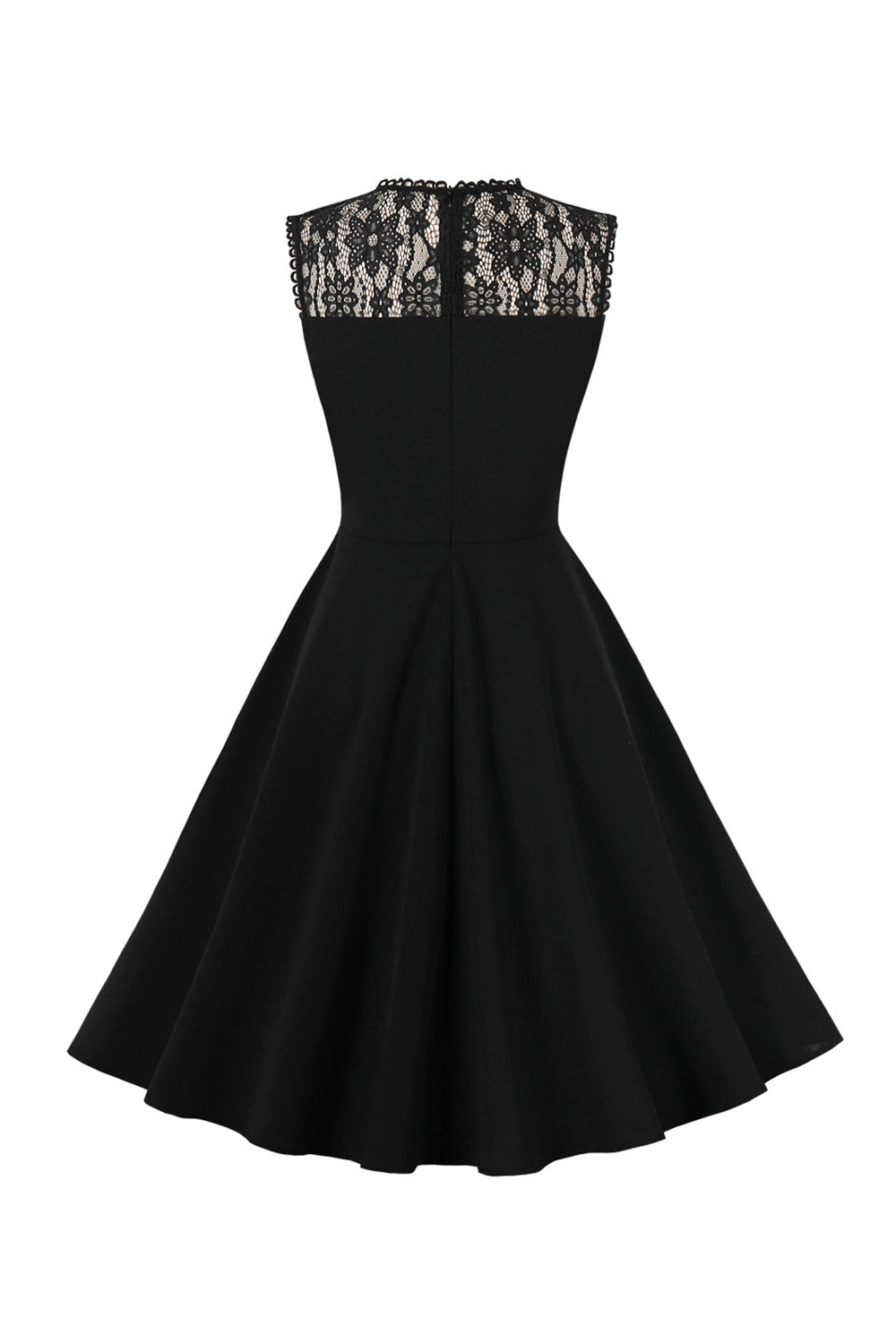 Schwarzes Swing 1950er Jahre Kleid mit Spitze