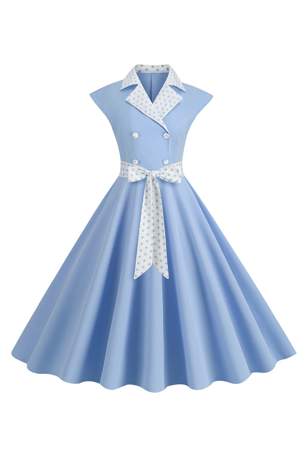 Schwarzes Polka Dots Rockabilly Kleid mit Schleife