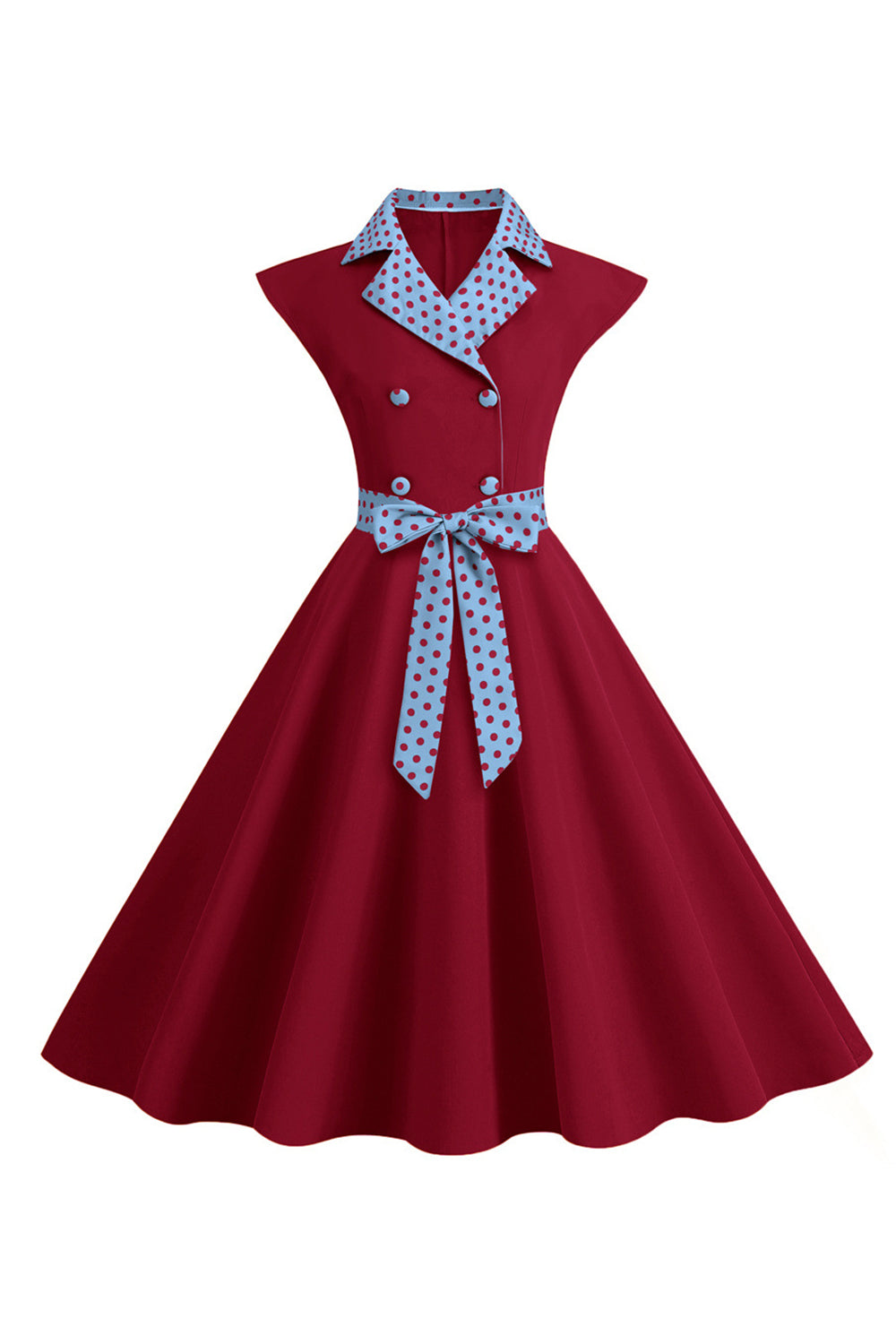 Schwarzes Polka Dots Rockabilly Kleid mit Schleife