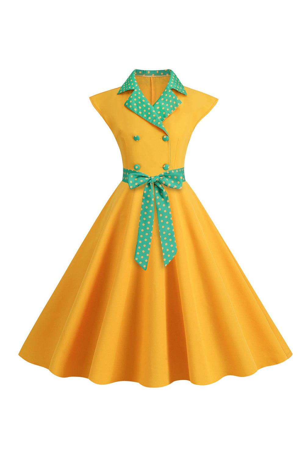 Schwarzes Polka Dots Rockabilly Kleid mit Schleife