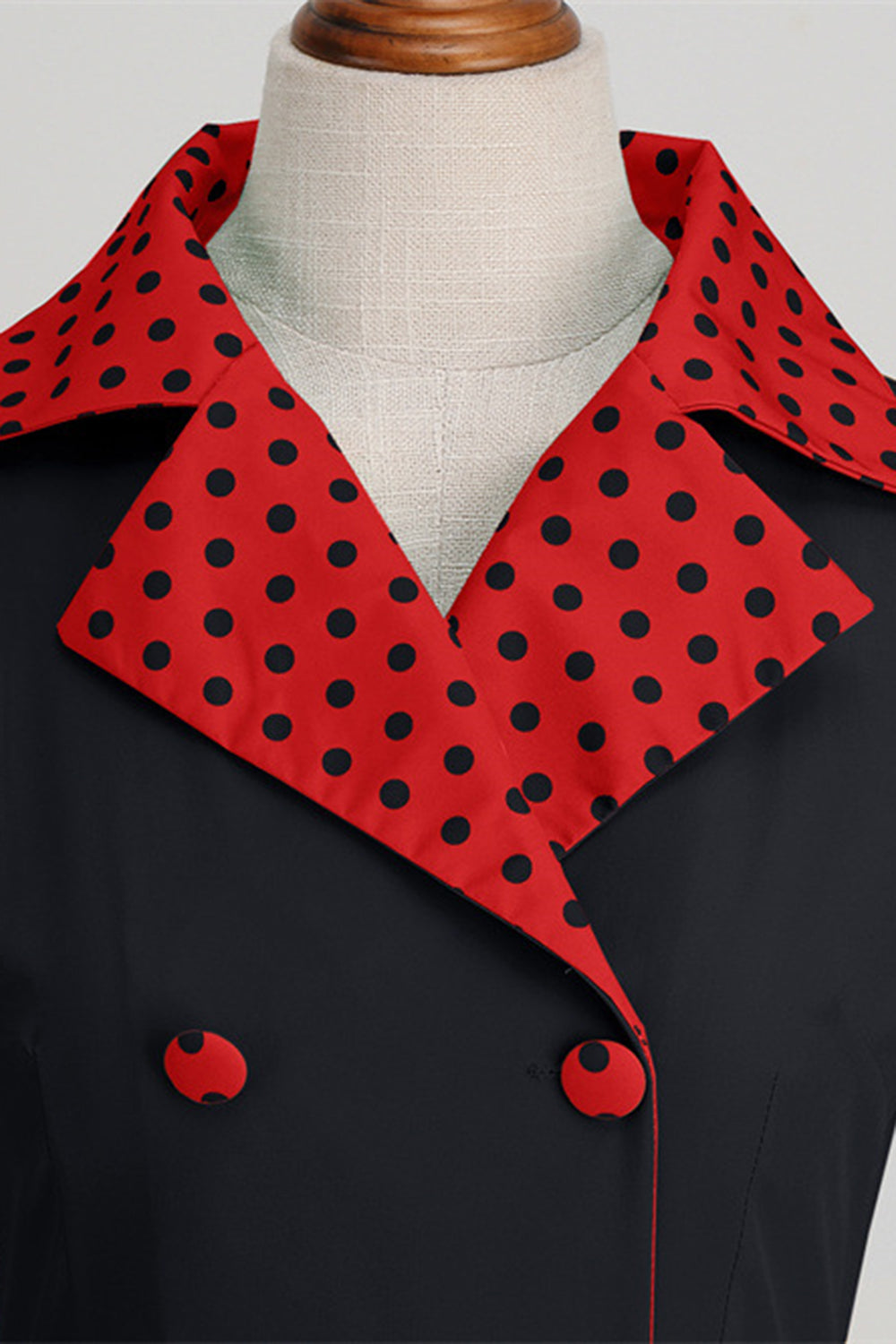 Schwarzes Polka Dots Rockabilly Kleid mit Schleife