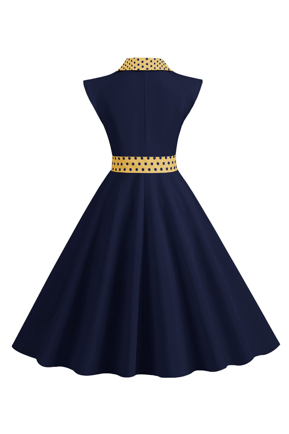Schwarzes Polka Dots Rockabilly Kleid mit Schleife