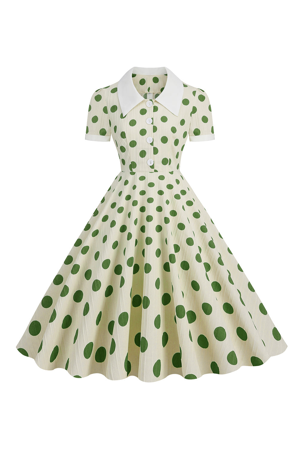 Rotes Polka Dots Vintage Kleid mit kurzen Ärmeln