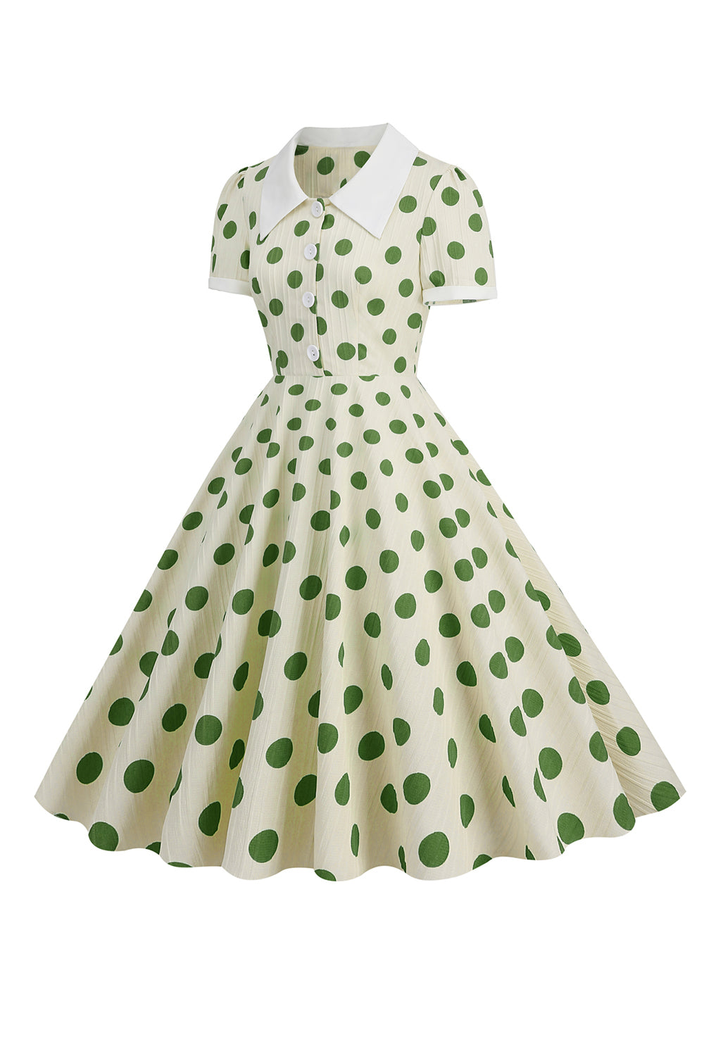 Rotes Polka Dots Vintage Kleid mit kurzen Ärmeln