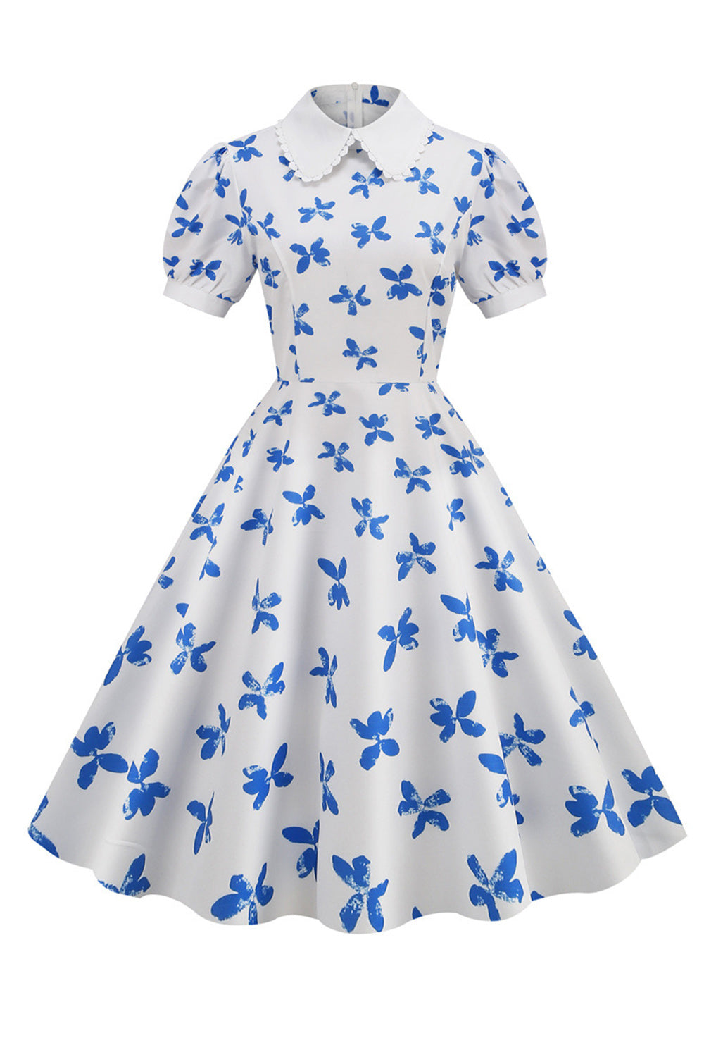 Weißes Vinrage Kleid mit kurzen Ärmeln
