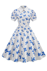 Weißes Vinrage Kleid mit kurzen Ärmeln