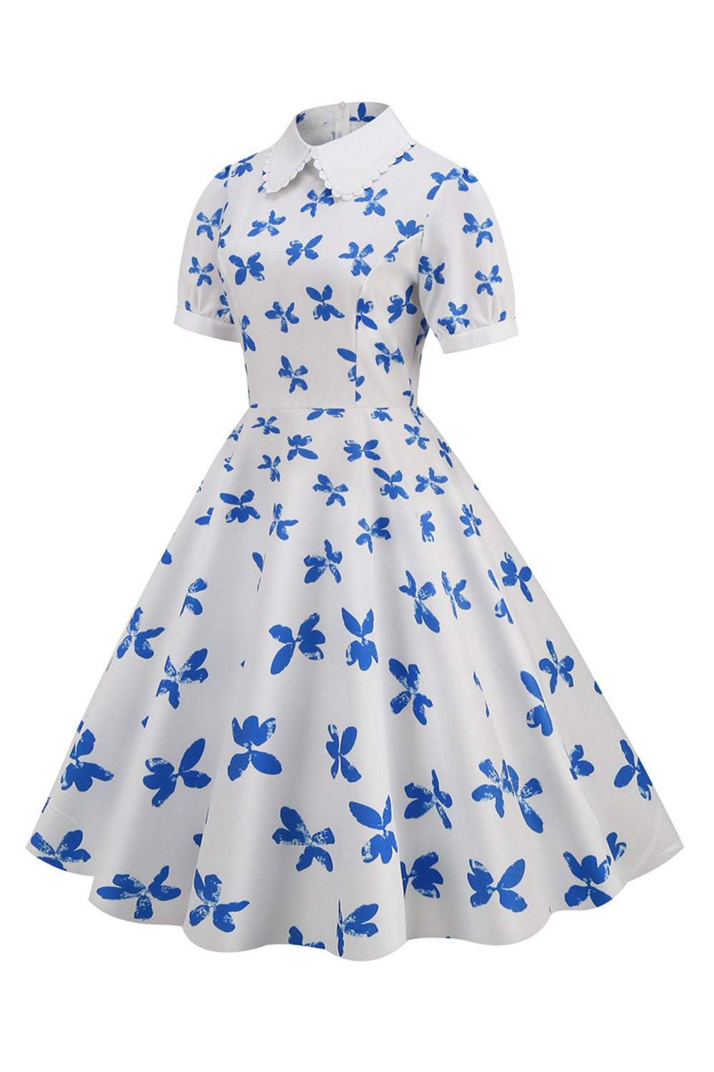 Weißes Vinrage Kleid mit kurzen Ärmeln