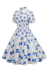 Weißes Vinrage Kleid mit kurzen Ärmeln