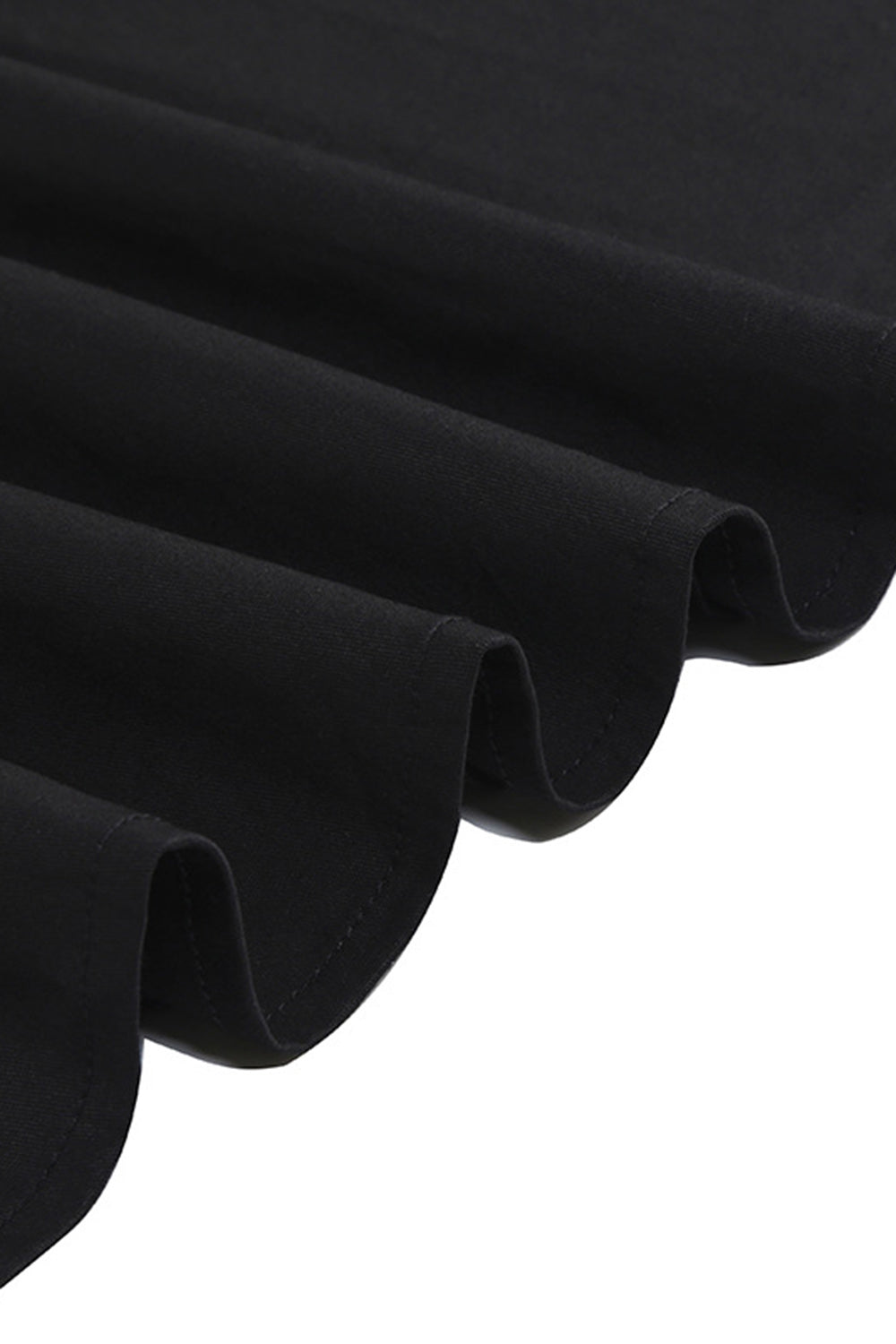 V-Ausschnitt Kurzarm Kariertes schwarzes Kleid aus den 1950er Jahren mit Gürtel