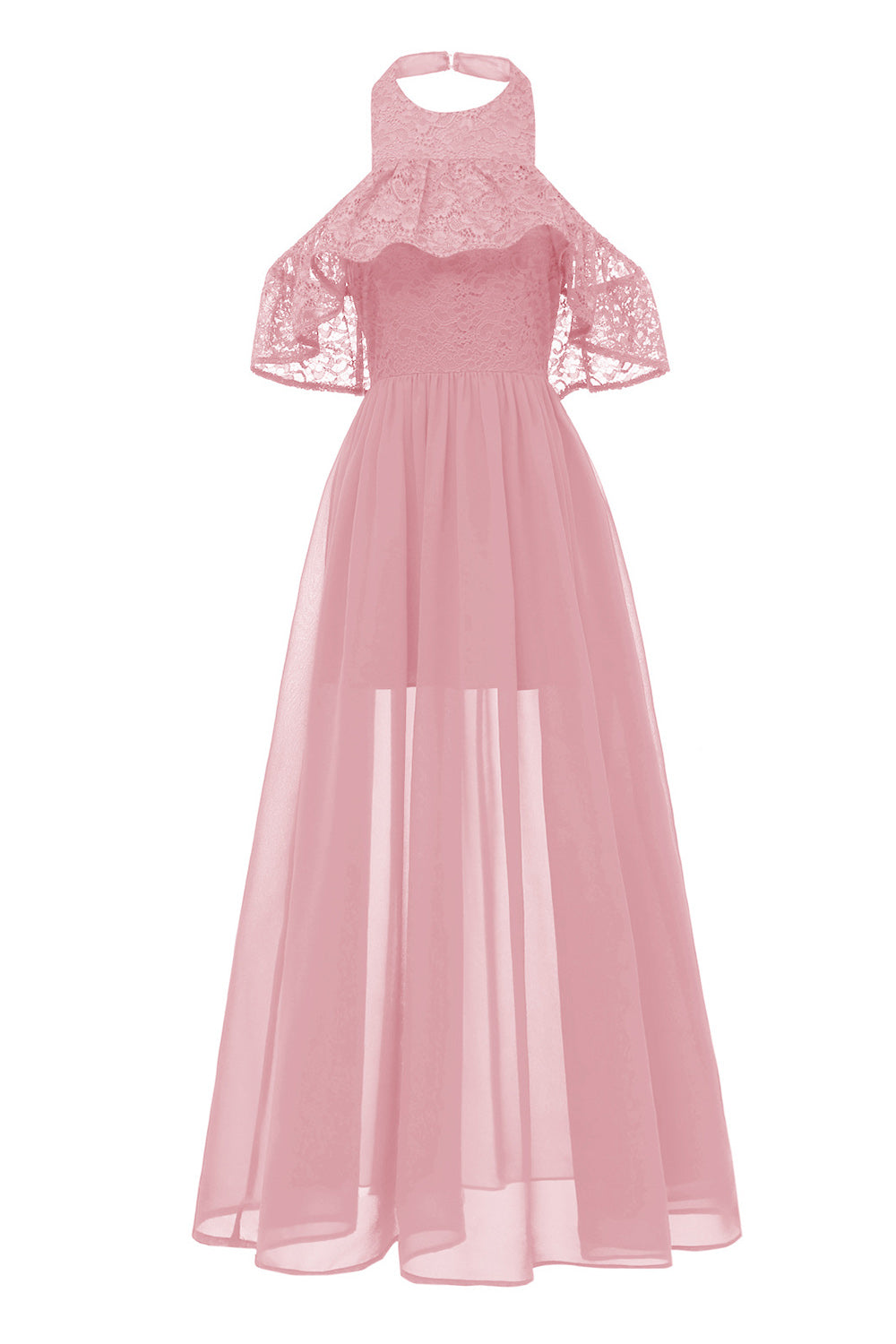 Burgunderrotes Neckholder Tüll Vintage Kleid mit Spitze