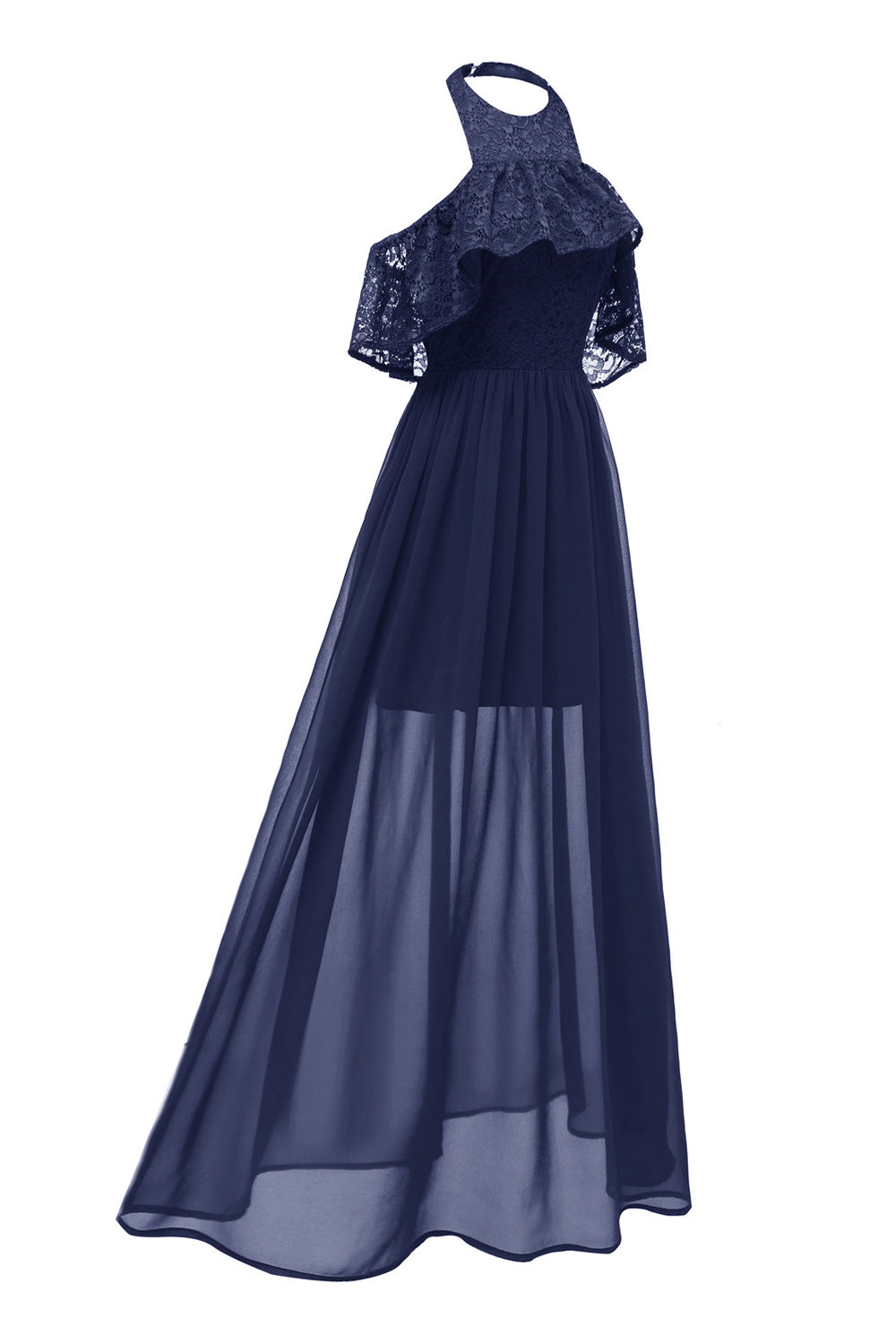Burgunderrotes Neckholder Tüll Vintage Kleid mit Spitze