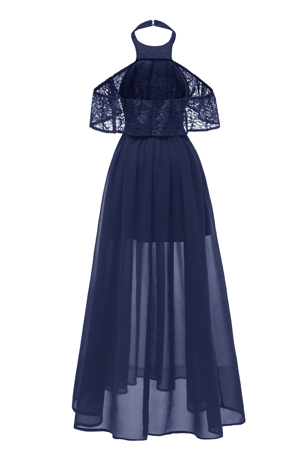 Burgunderrotes Neckholder Tüll Vintage Kleid mit Spitze