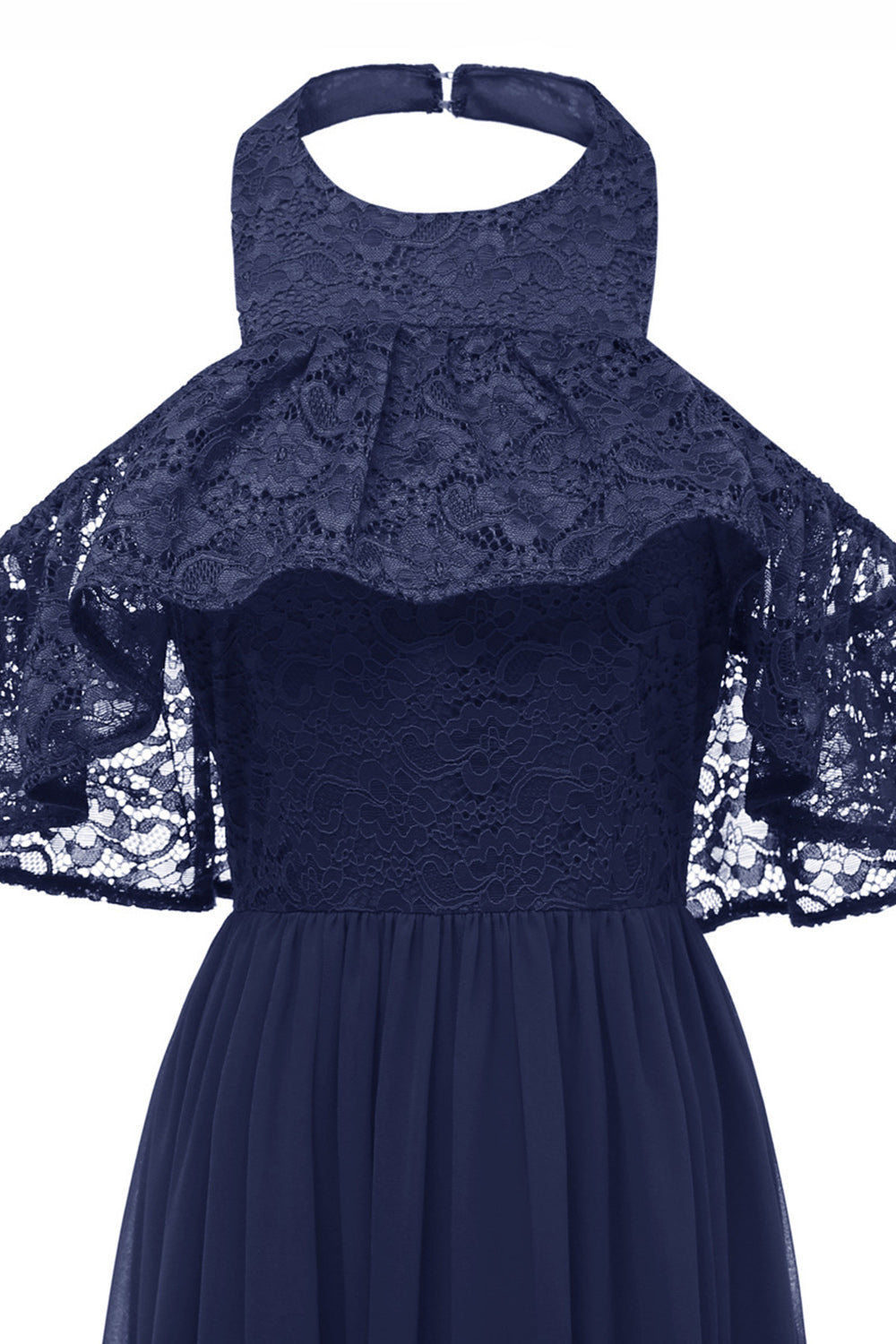 Burgunderrotes Neckholder Tüll Vintage Kleid mit Spitze
