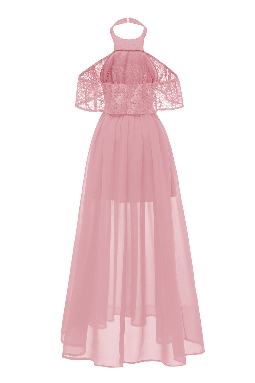 Burgunderrotes Neckholder Tüll Vintage Kleid mit Spitze