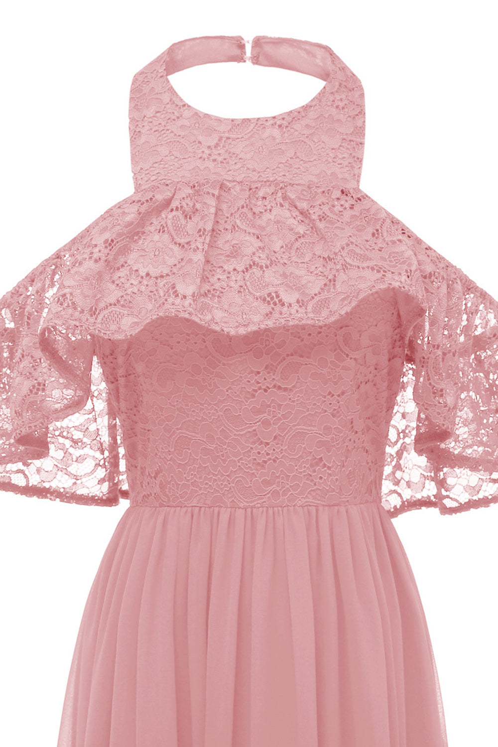 Burgunderrotes Neckholder Tüll Vintage Kleid mit Spitze