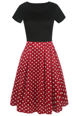 Schwarzes U-Boot-Ausschnitt Kleid aus den 1950er Jahren mit kurzen Ärmeln
