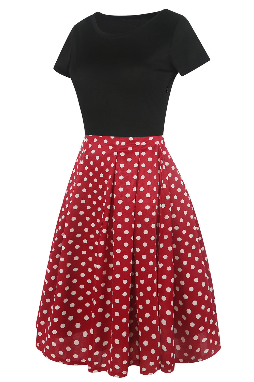 Schwarzes U-Boot-Ausschnitt Kleid aus den 1950er Jahren mit kurzen Ärmeln