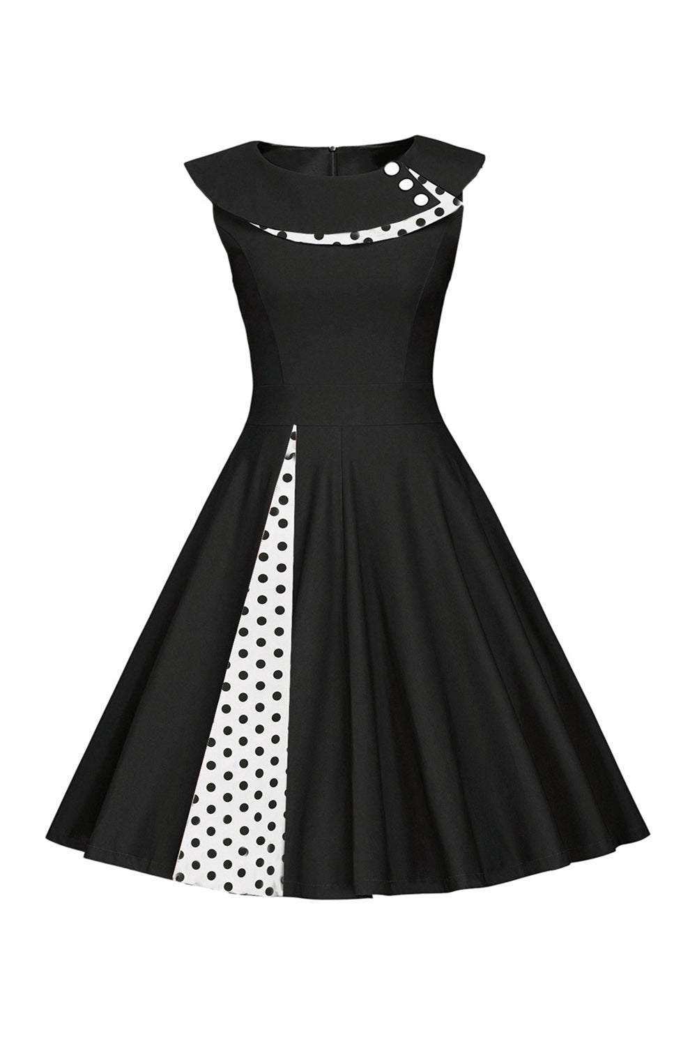 Polka Dots Rotes 1950er Jahre Kleid mit Knopf