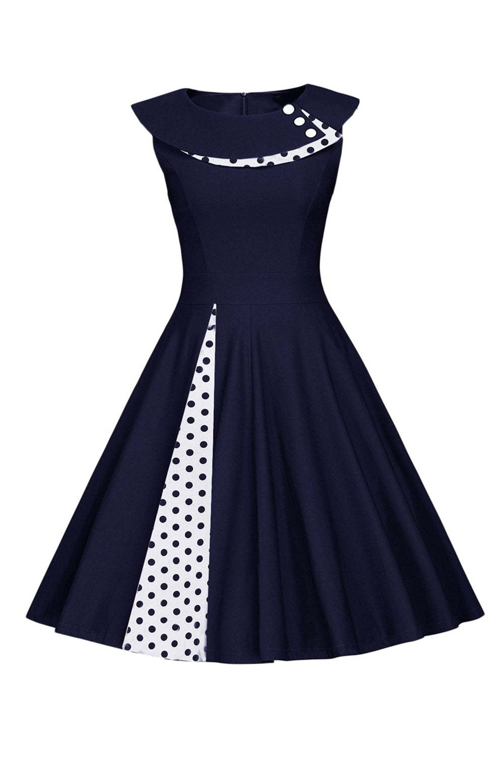 Polka Dots Rotes 1950er Jahre Kleid mit Knopf
