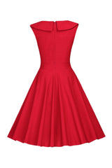 Polka Dots Rotes 1950er Jahre Kleid mit Knopf