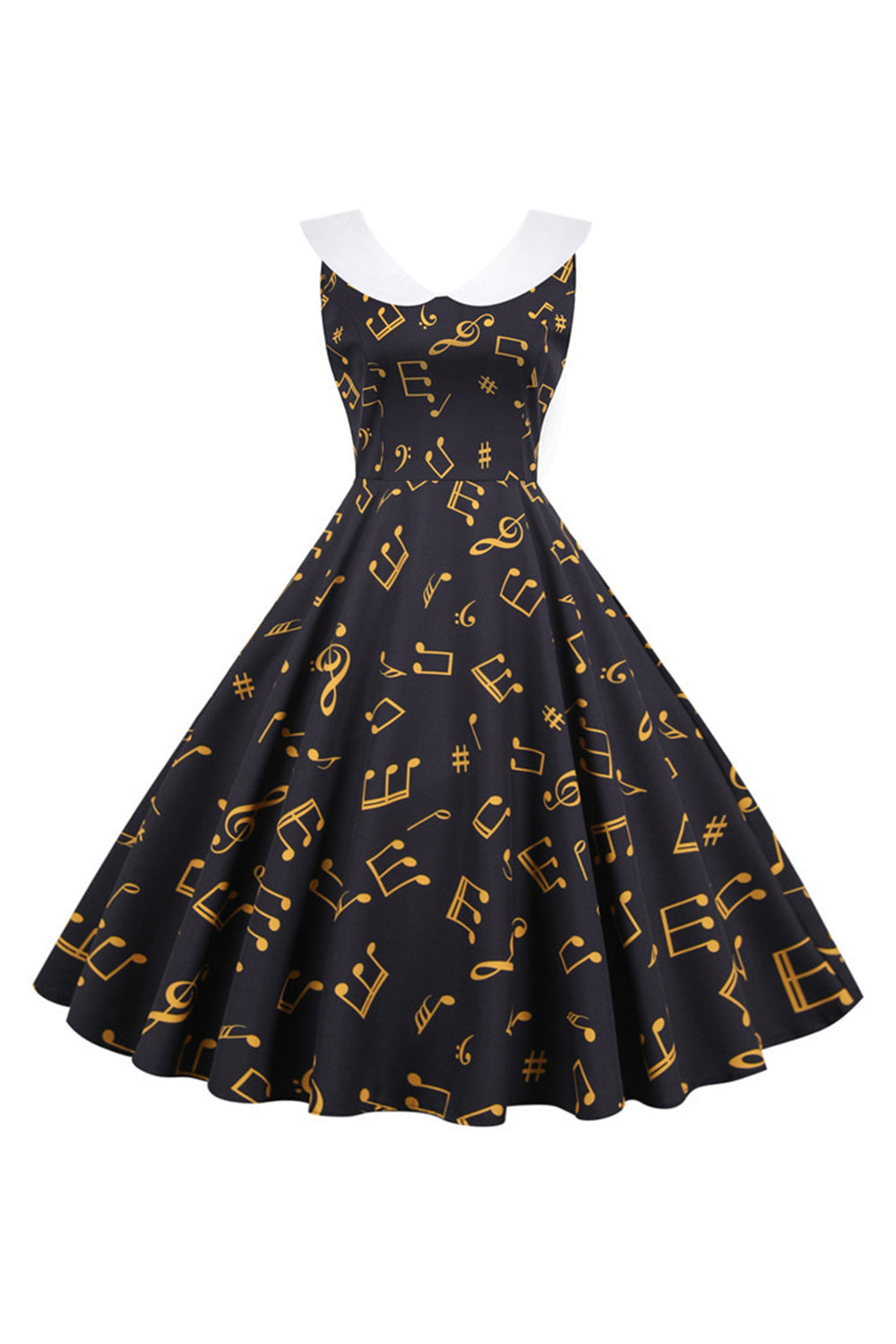 Bedrucktes ärmelloses gelbes Vintage-Kleid