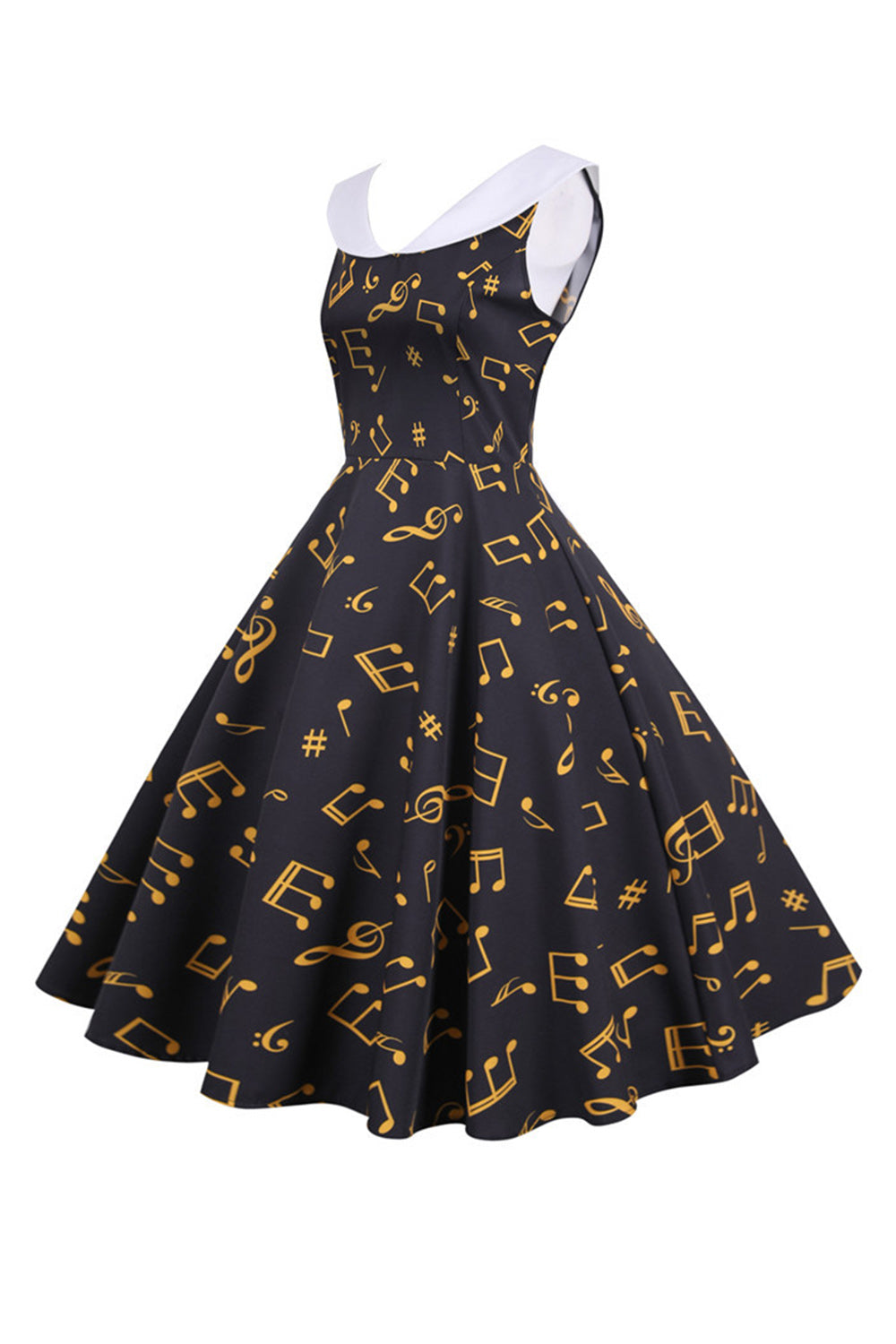 Bedrucktes ärmelloses gelbes Vintage-Kleid