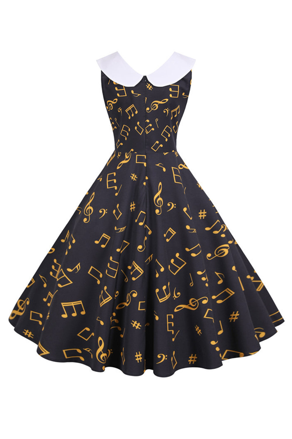 Bedrucktes ärmelloses gelbes Vintage-Kleid