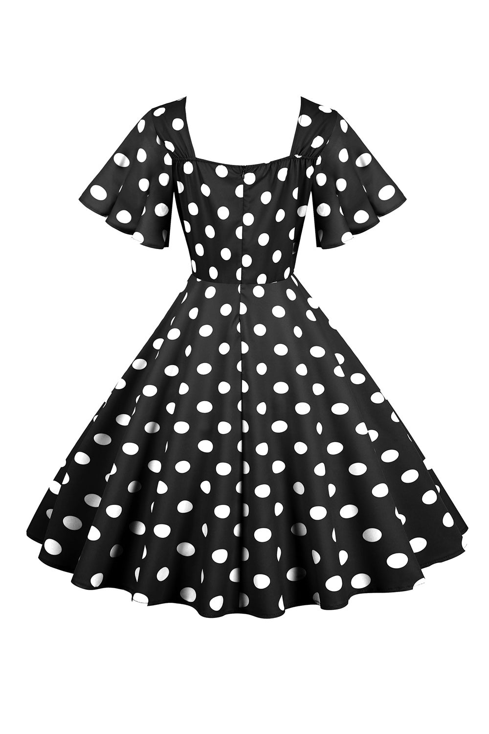 Polka Dots Weißes Vintage-Kleid mit kurzen Ärmeln