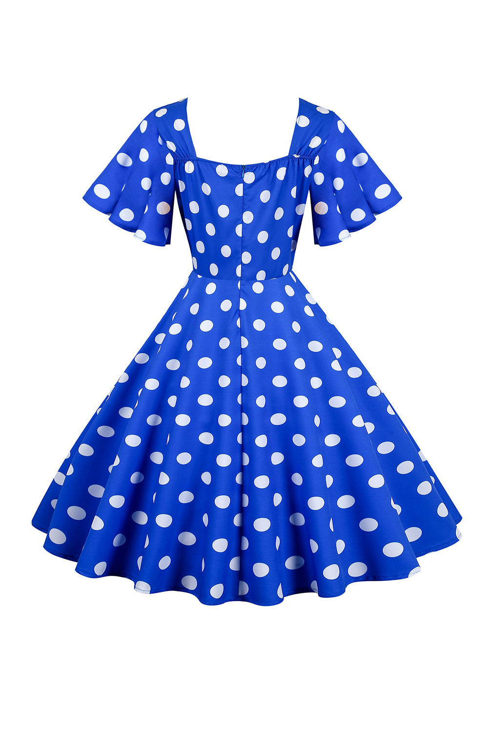 Polka Dots Weißes Vintage-Kleid mit kurzen Ärmeln