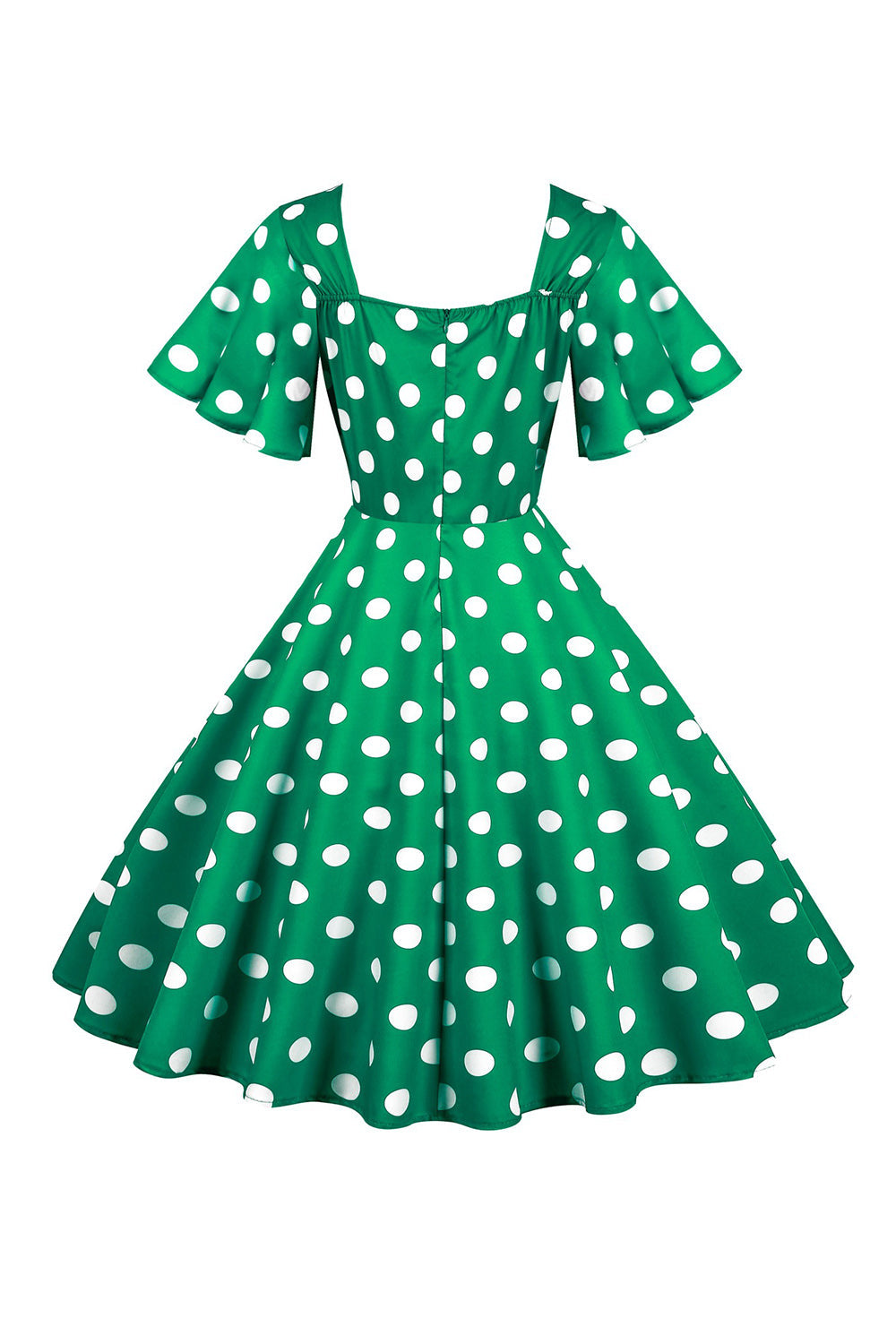 Polka Dots Weißes Vintage-Kleid mit kurzen Ärmeln