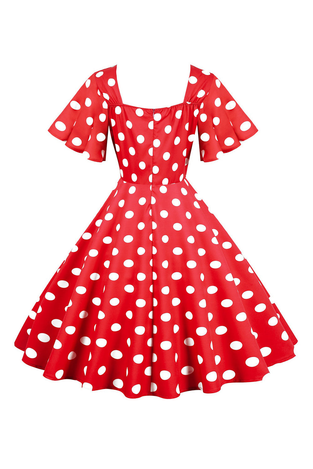 Polka Dots Weißes Vintage-Kleid mit kurzen Ärmeln