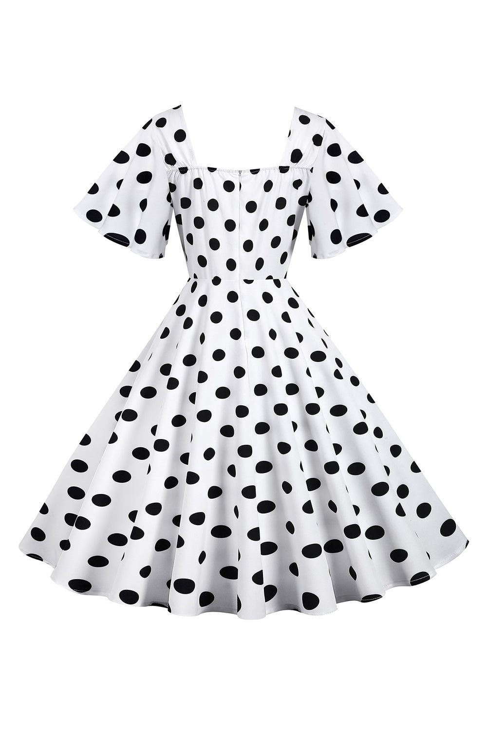 Polka Dots Weißes Vintage-Kleid mit kurzen Ärmeln