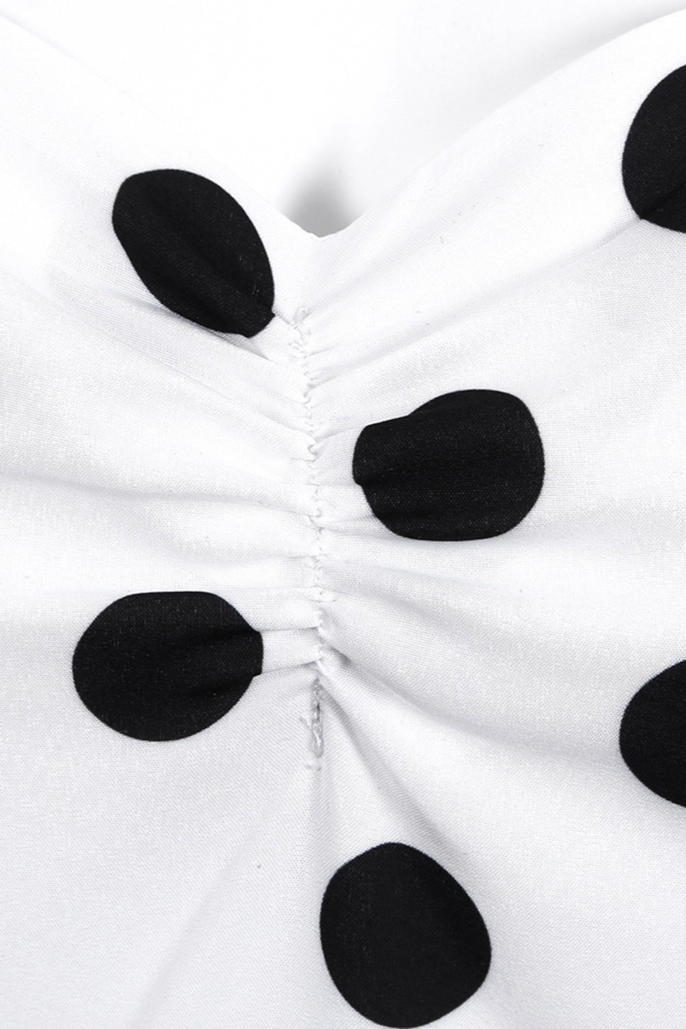 Polka Dots Weißes Vintage-Kleid mit kurzen Ärmeln