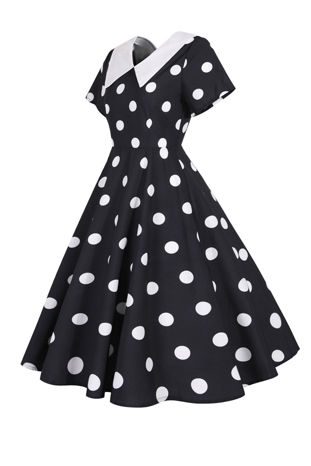 Polka Dots Rosa Vintage-Kleid mit kurzen Ärmeln