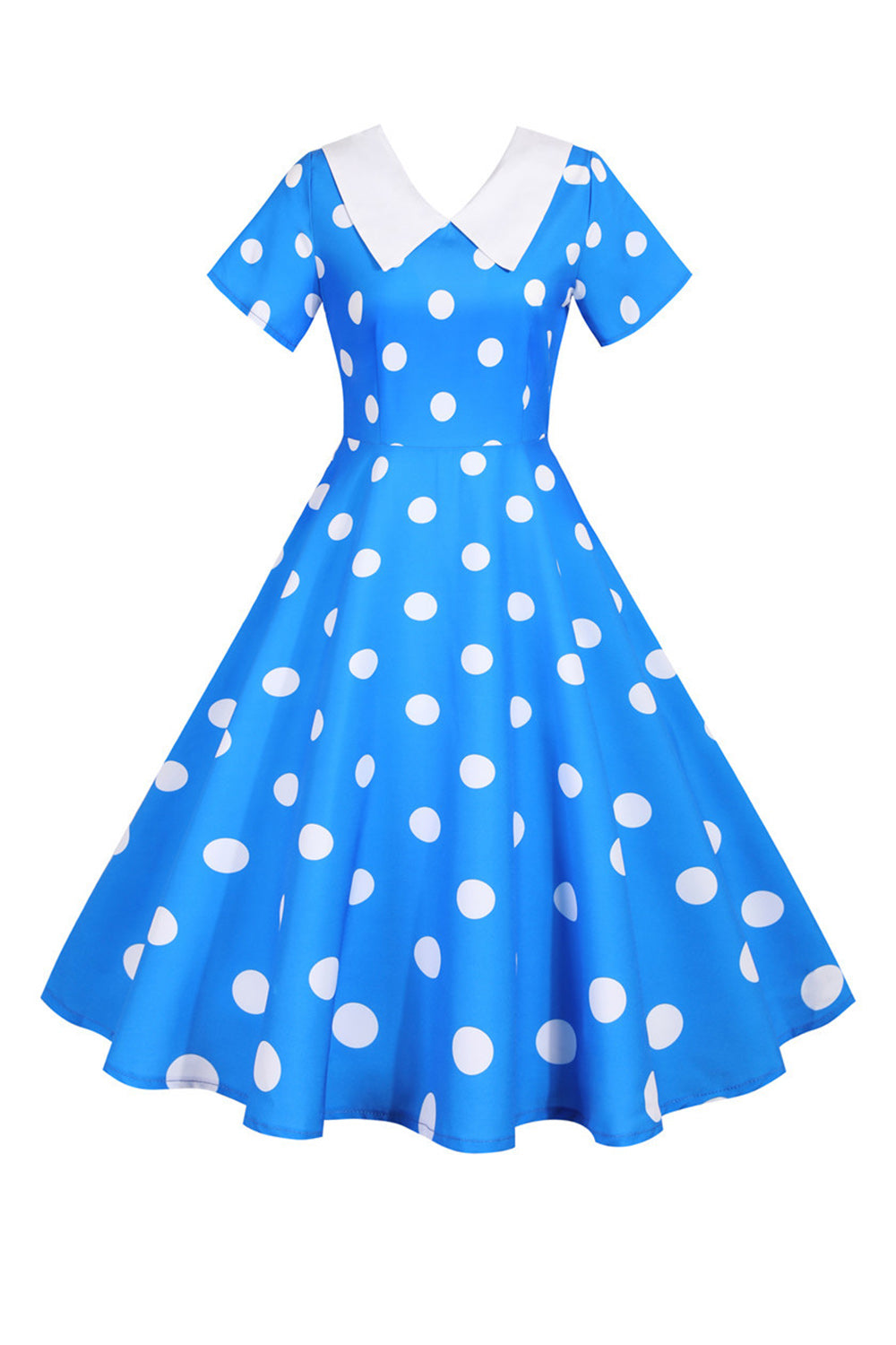 Polka Dots Rosa Vintage-Kleid mit kurzen Ärmeln
