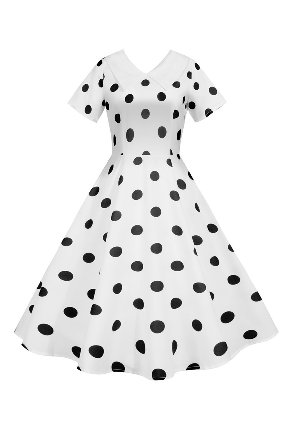 Polka Dots Rosa Vintage-Kleid mit kurzen Ärmeln