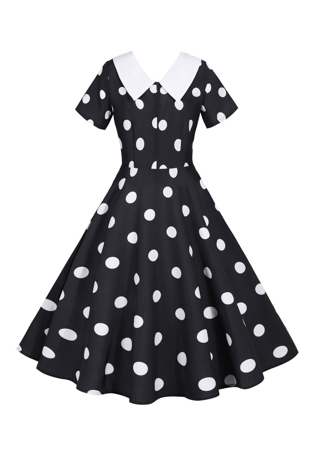 Polka Dots Rosa Vintage-Kleid mit kurzen Ärmeln
