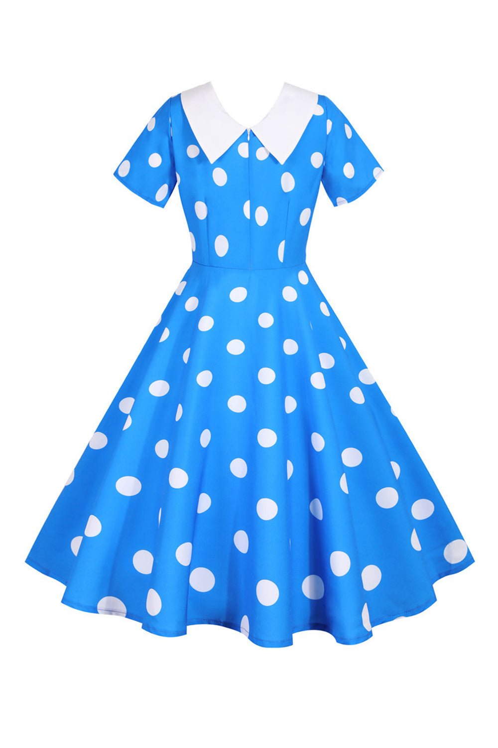 Polka Dots Rosa Vintage-Kleid mit kurzen Ärmeln