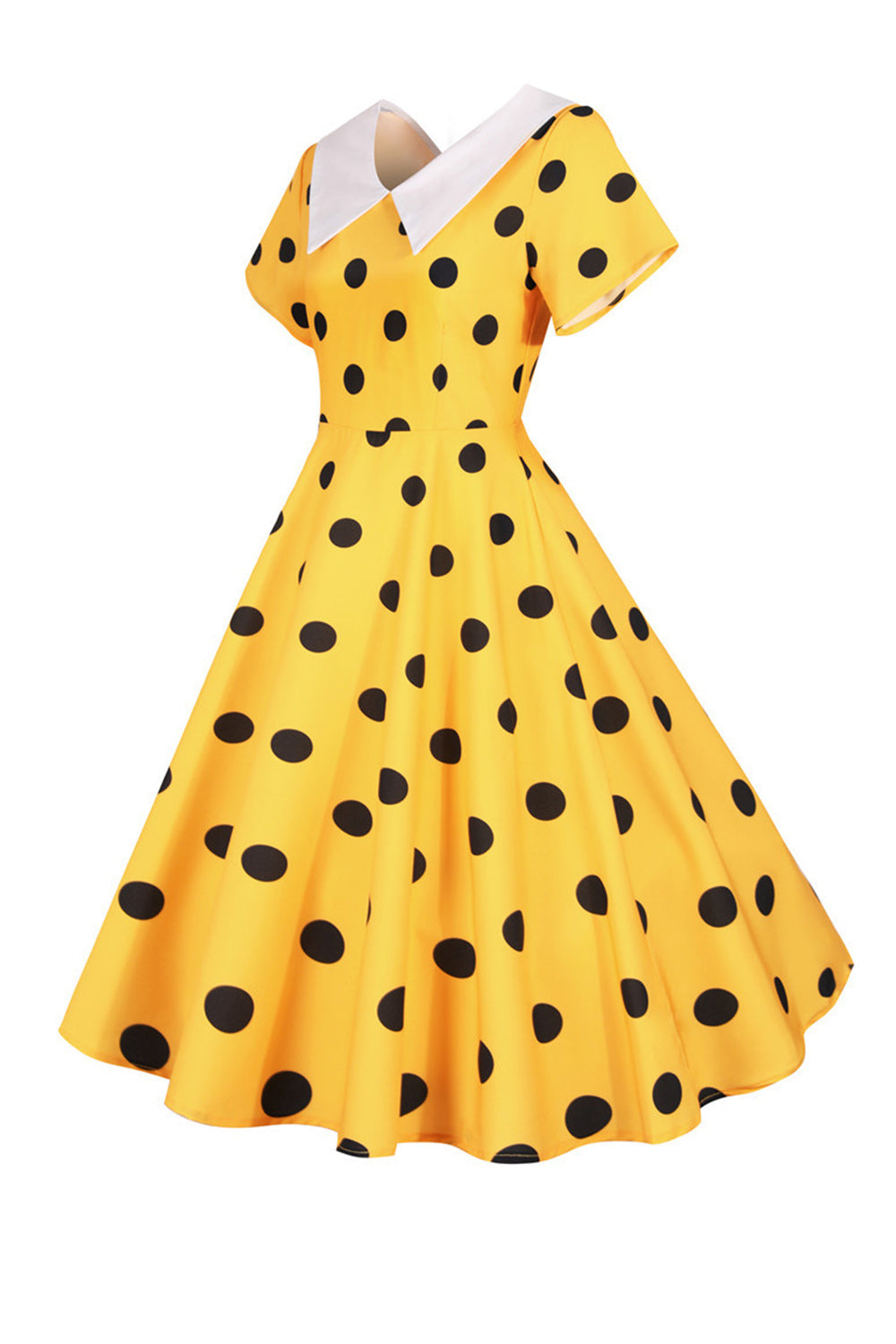 Polka Dots Rosa Vintage-Kleid mit kurzen Ärmeln