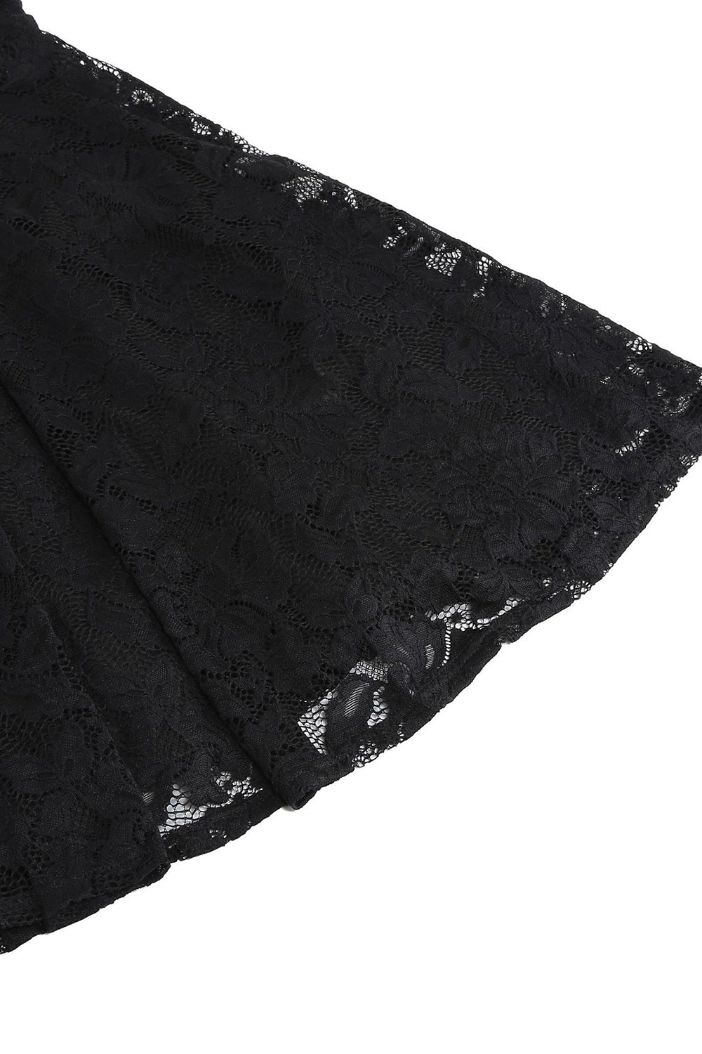 V-Ausschnitt Schwarzes Spitzenkleid im Hepburn-Stil der 1950er Jahre
