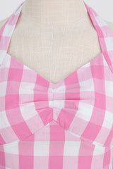 Neckholder Kariertes Vintage-Kleid mit Schleife