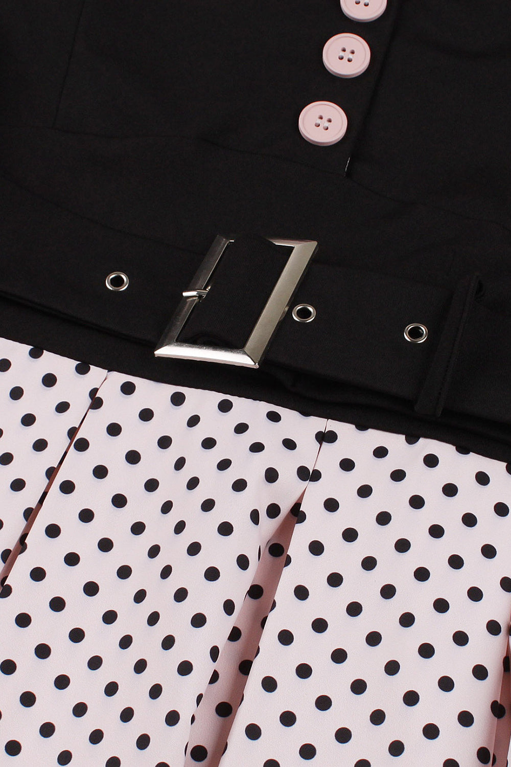 Grünes kurzärmeliges Polka Dots 1950er Jahre Kleid mit Gürtel