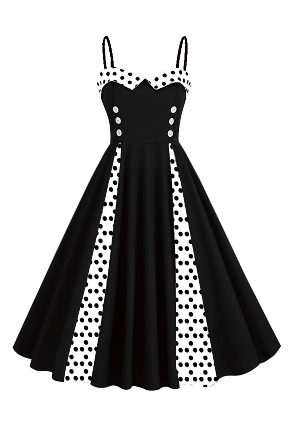 Hellblaues Polka Dots Spaghettiträger 1950er Jahre Kleid