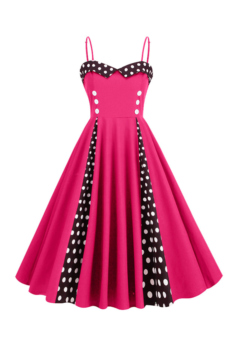 Hellblaues Polka Dots Spaghettiträger 1950er Jahre Kleid