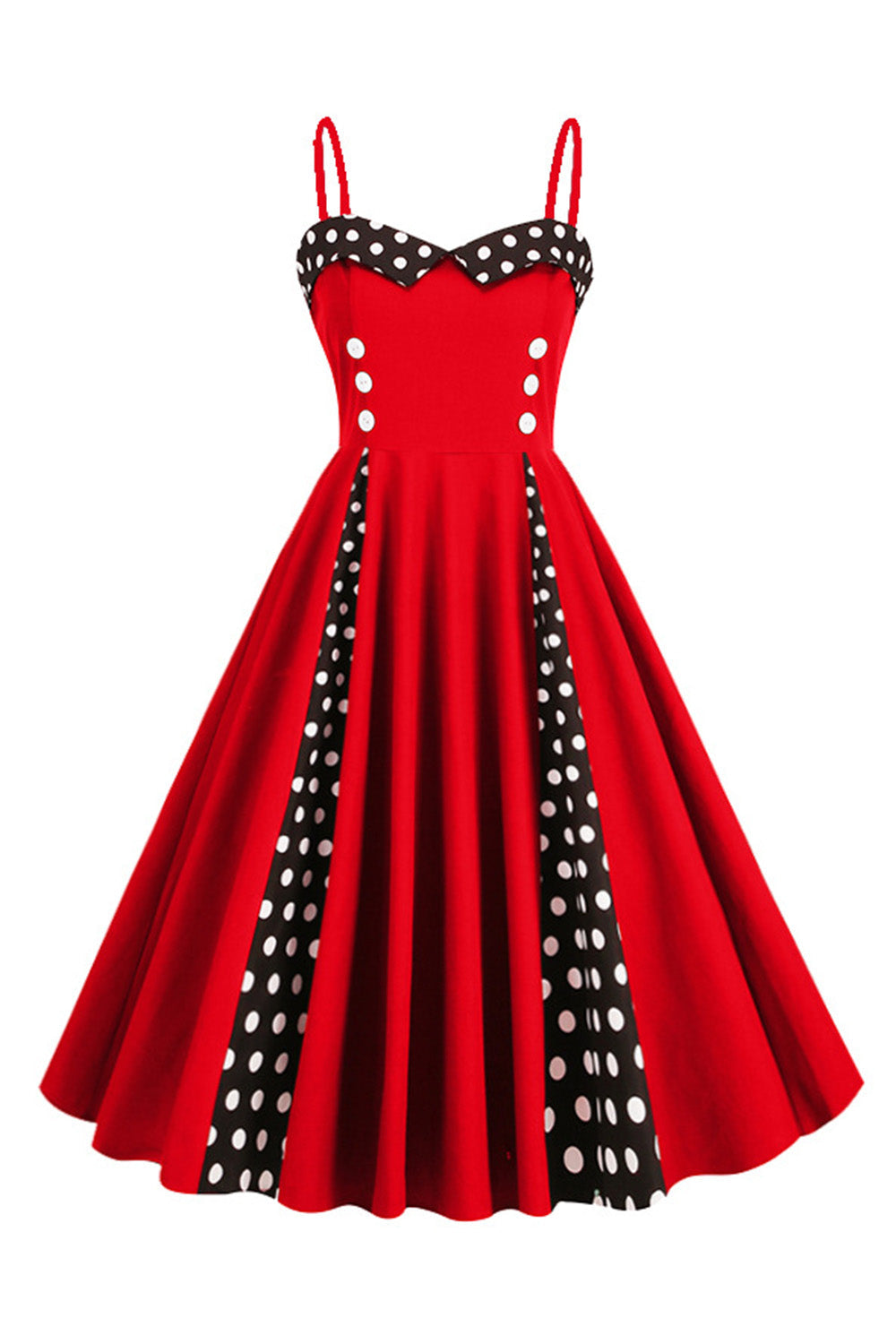 Hellblaues Polka Dots Spaghettiträger 1950er Jahre Kleid