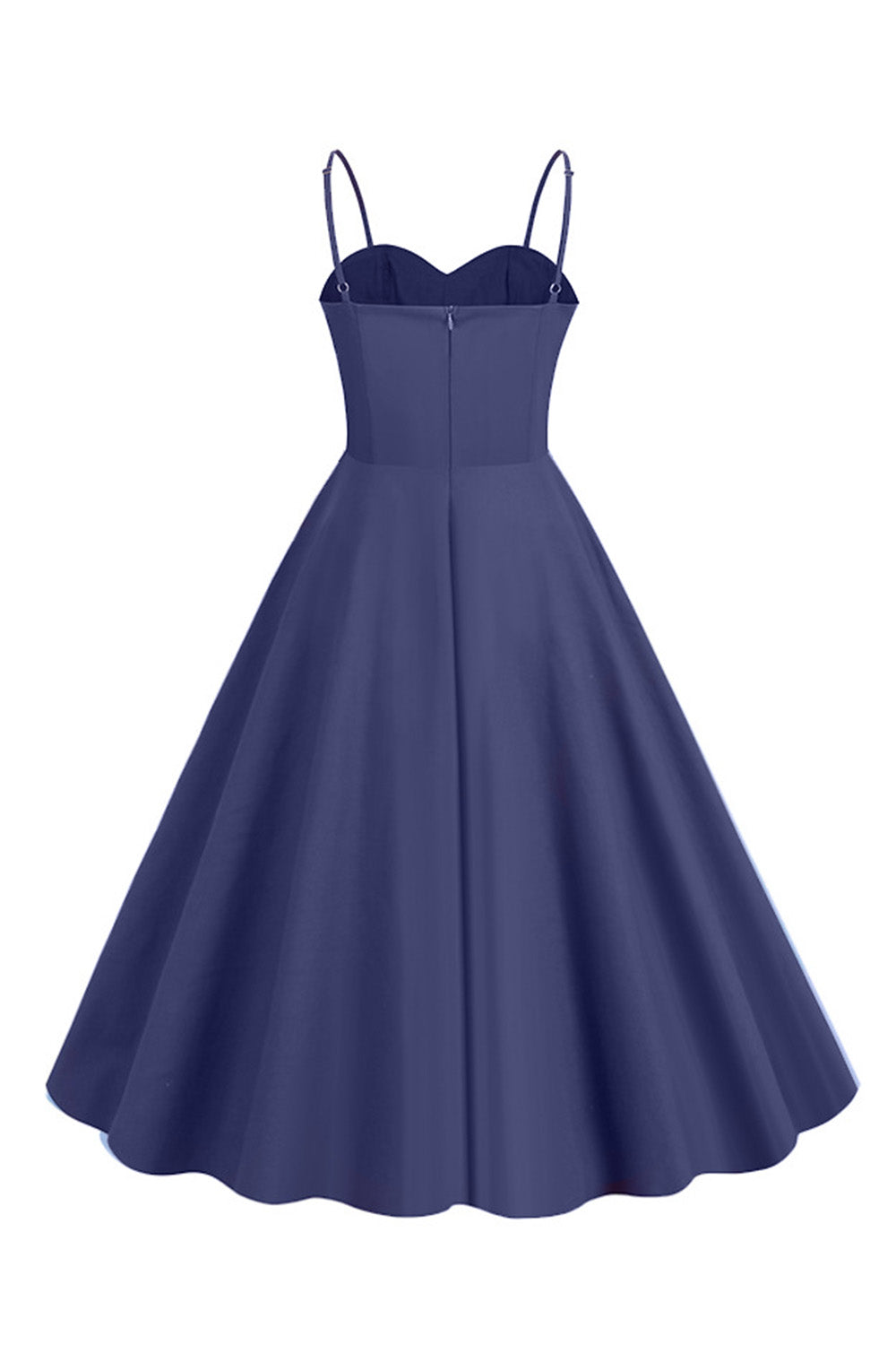Hellblaues Polka Dots Spaghettiträger 1950er Jahre Kleid