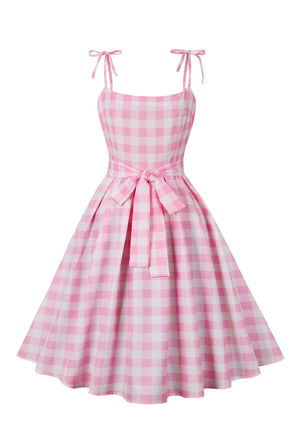 Rosa kariertes Pin Up Vintage Kleid aus den 1950er Jahren