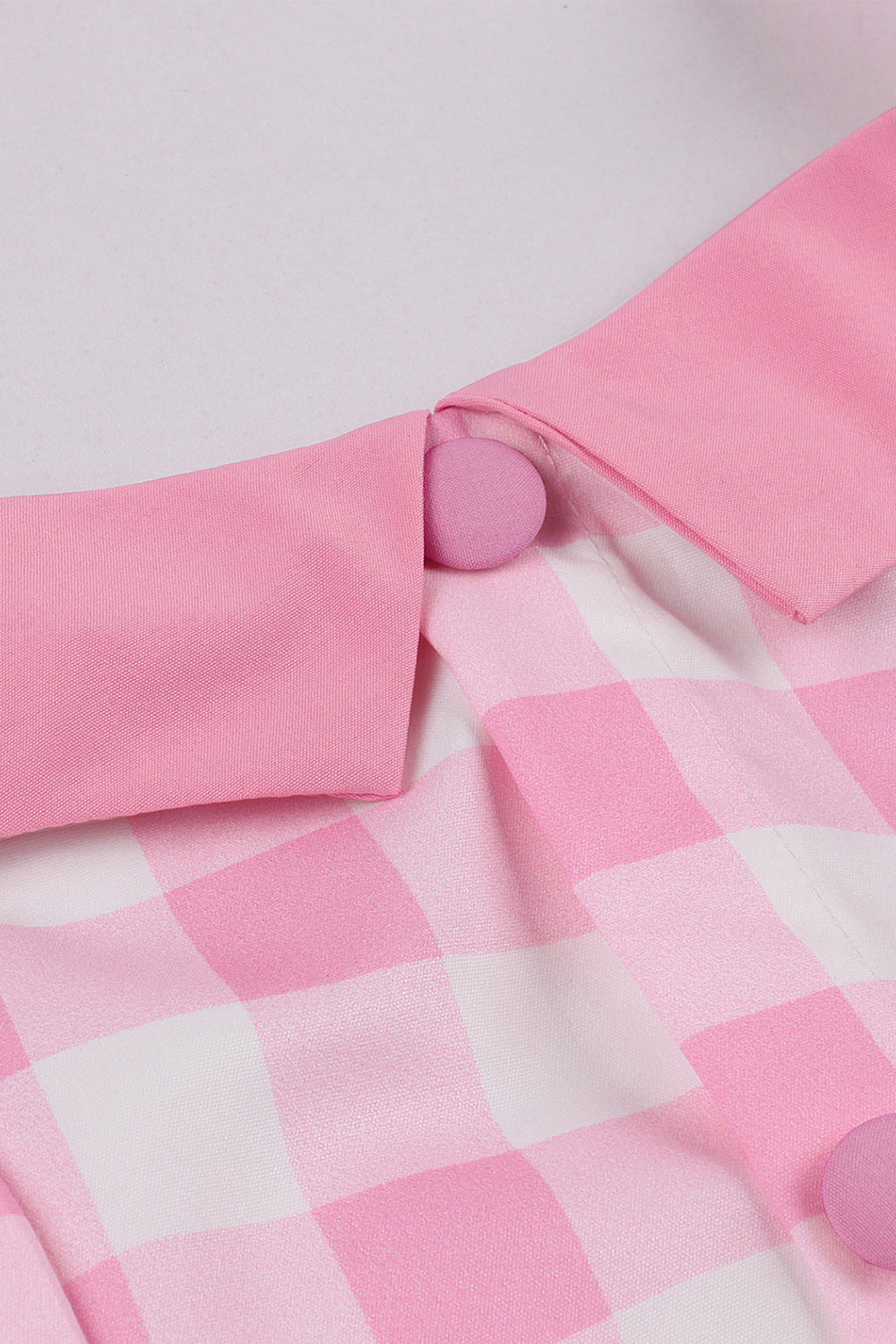 A Linie Neckholder Rosa Kariertes Kleid aus den 1950er Jahren