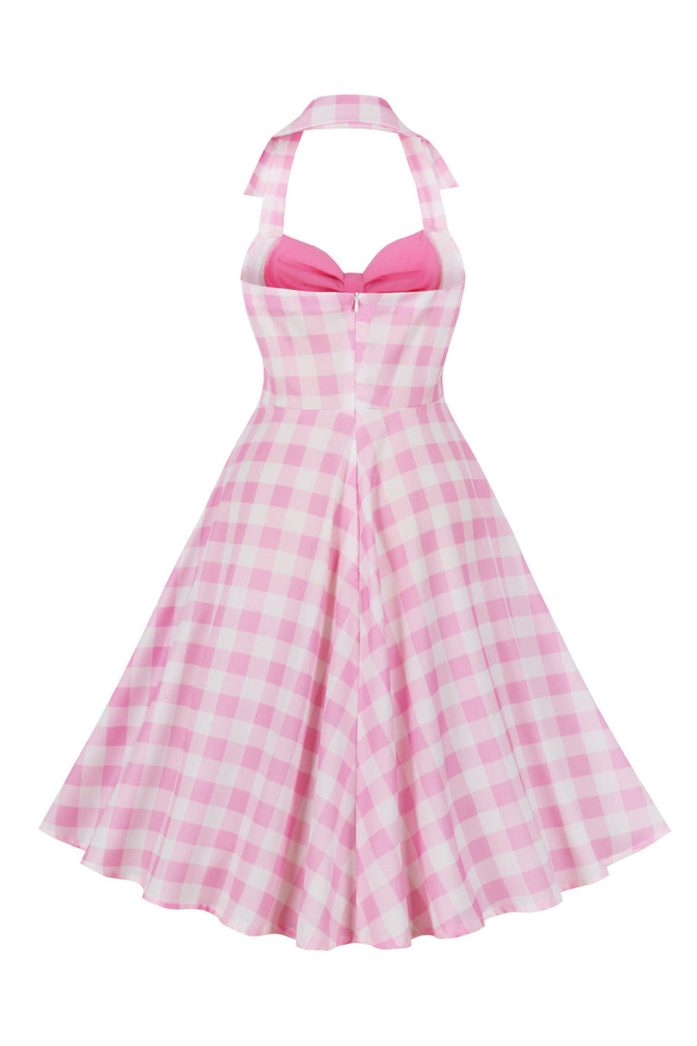 Retro Stile A-Linie Neckholder Rosa Kleid aus den 1950er Jahren