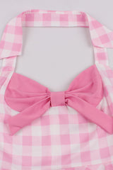 Retro Stile A-Linie Neckholder Rosa Kleid aus den 1950er Jahren